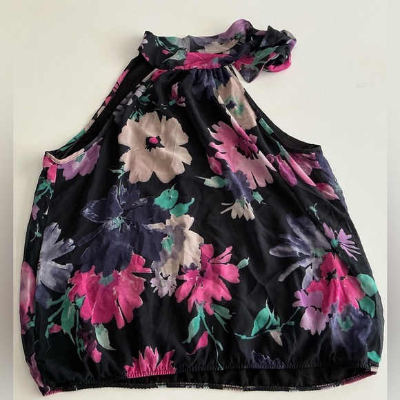 Sweet Pea Black Floral Halter Blouse - Picture 1 of 2